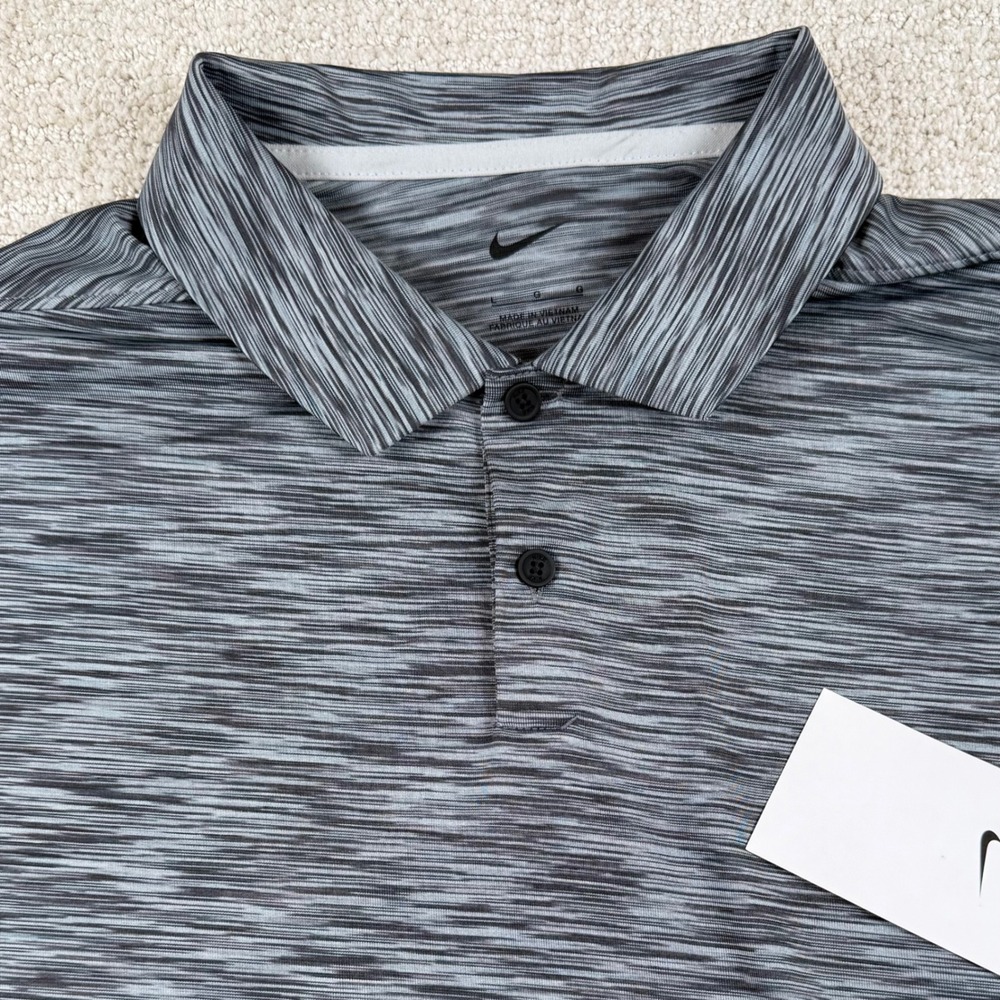 NEW Nike Dri-Fit Men Large Gray Space Dye Performance Golf Polo Shirt DC2109-060